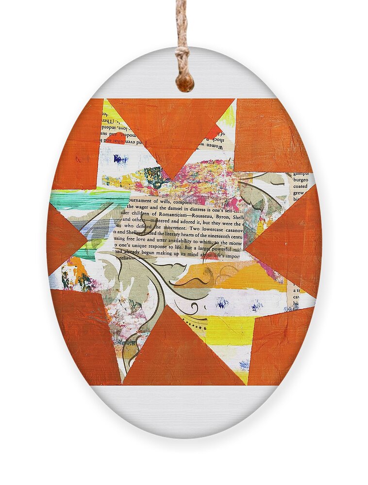 Orange Ornament featuring the painting Lowercase Damsel In Distress by Cyndie Katz