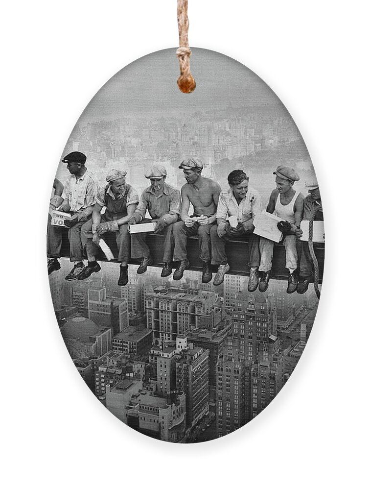 Lunch Atop A Skyscraper Ornament featuring the painting Lunch Atop a Skyscraper, New York Construction, 1932 by Historical Photo