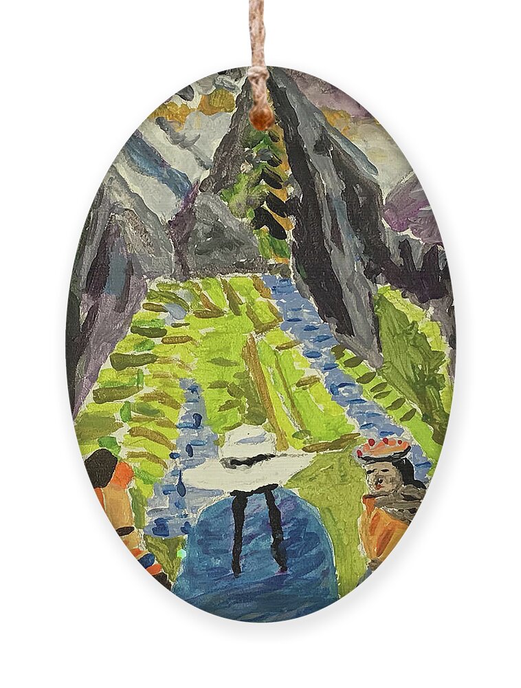  Ornament featuring the painting Machu Pichu journey by John Macarthur