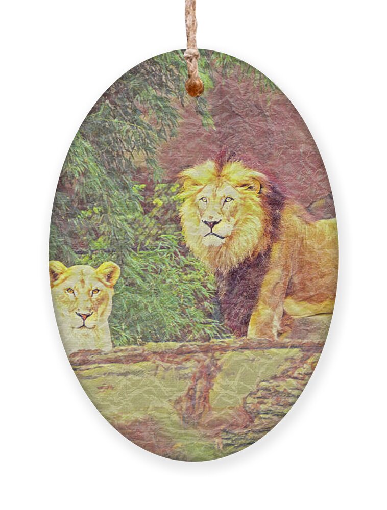 Animal Ornament featuring the mixed media Majestic Couple by Bentley Davis