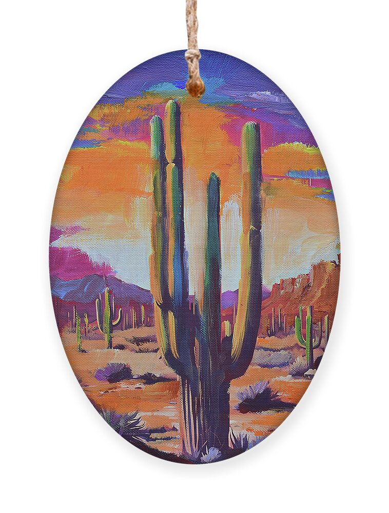 Saguaro Ornament featuring the painting Majestic Desert Sentinel by Elise Palmigiani