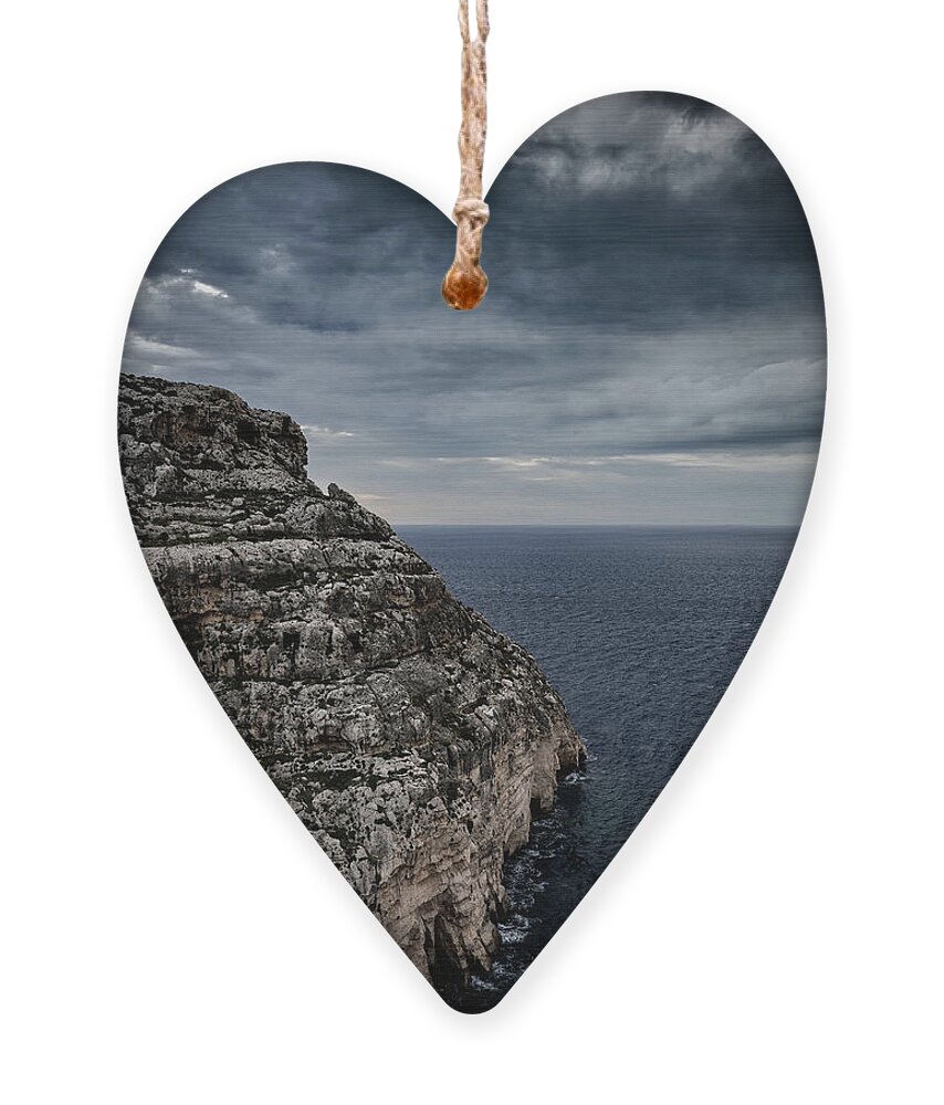 Malta Ornament featuring the photograph Malta Island Sea Coast On Stormy Morning by Artur Bogacki