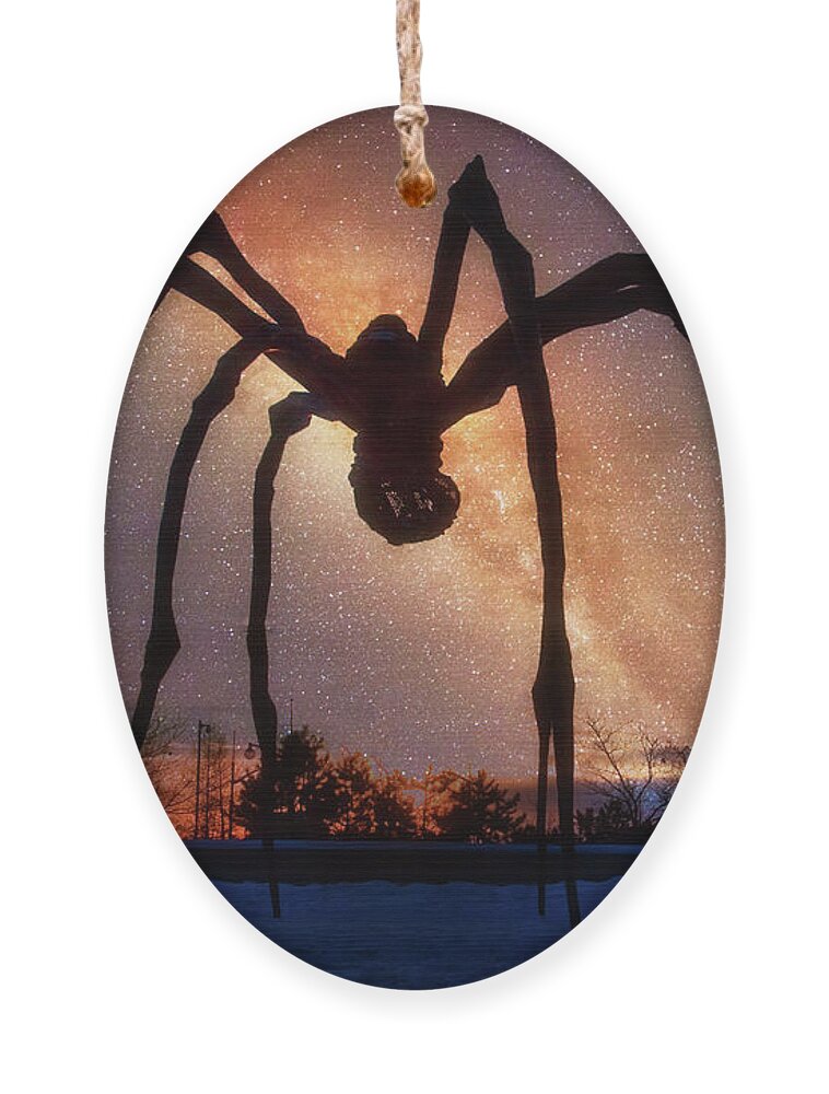 Maman Ornament featuring the photograph Maman Spider on Starry Sky by Tatiana Travelways