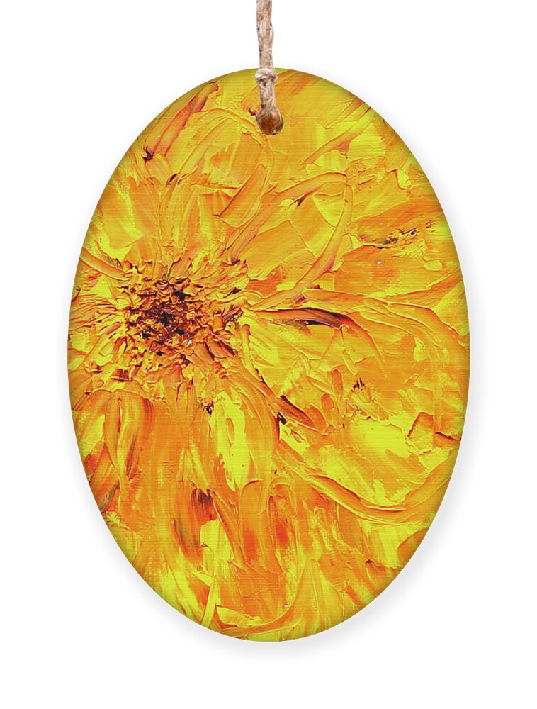 Yellow Ornament featuring the painting Marigold Inspiration 3 by Teresa Moerer