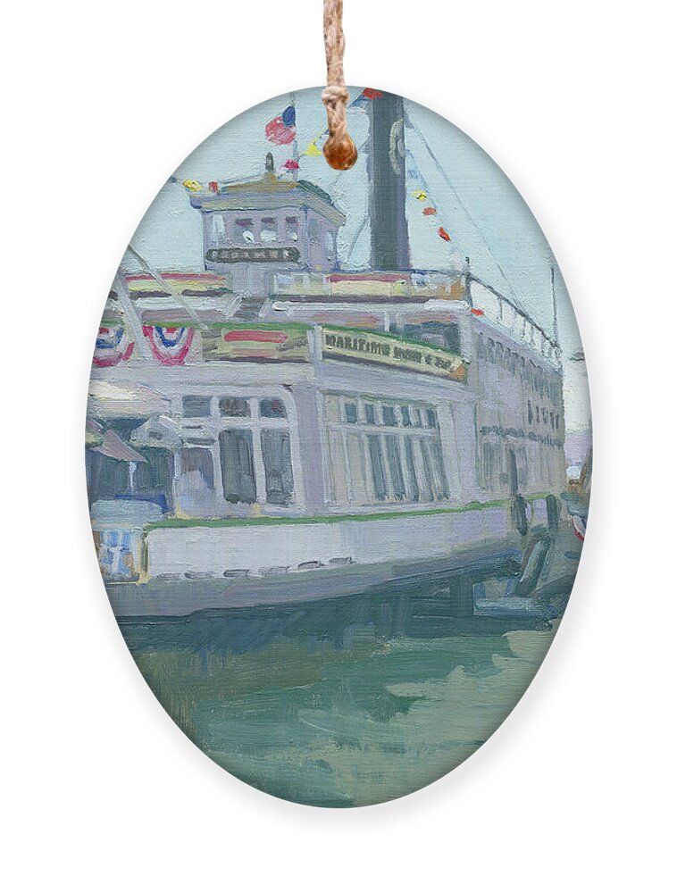 Steam Ferry Berkeley Ornament featuring the painting The Berkeley, Maritime Museum - San Diego, California by Paul Strahm