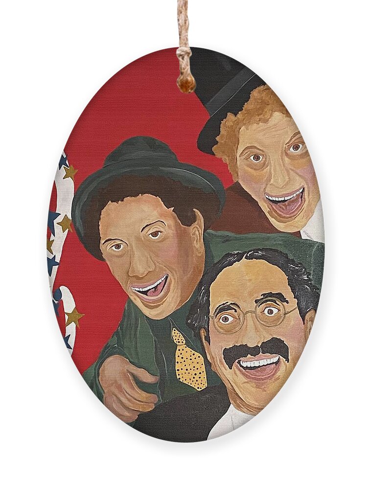  Ornament featuring the painting Marx Brother Hollwood by Bill Manson