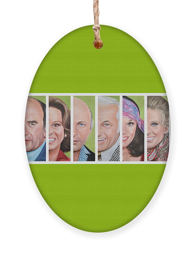 Mary Tyler Moore Show Ornament featuring the painting Mary Tyler Moore Show - Set One by Vic Ritchey