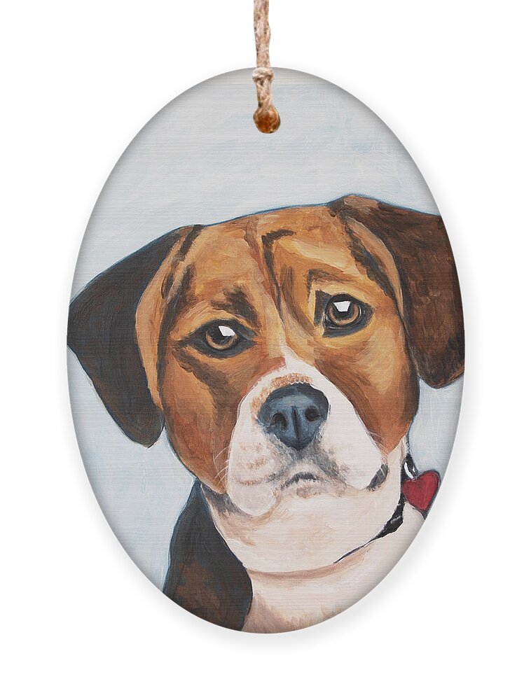 Beagle Ornament featuring the painting Max by Pamela Schwartz
