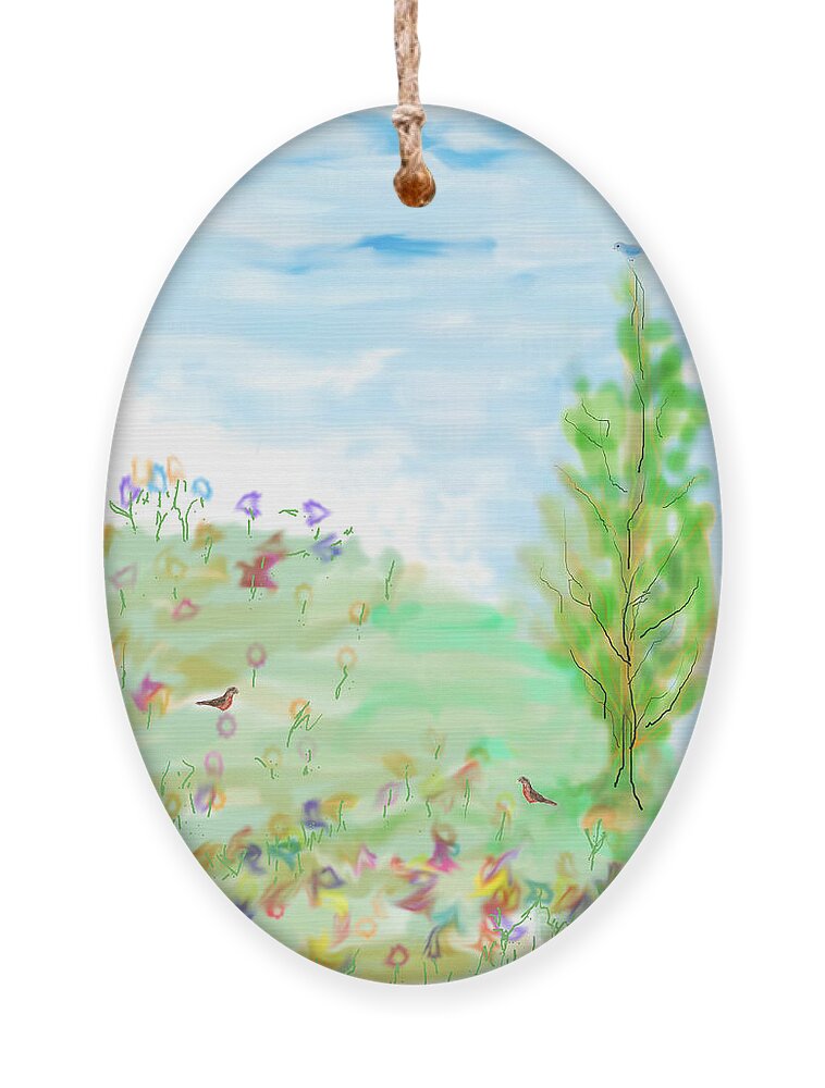 Springtime Ornament featuring the digital art May Day by Kae Cheatham