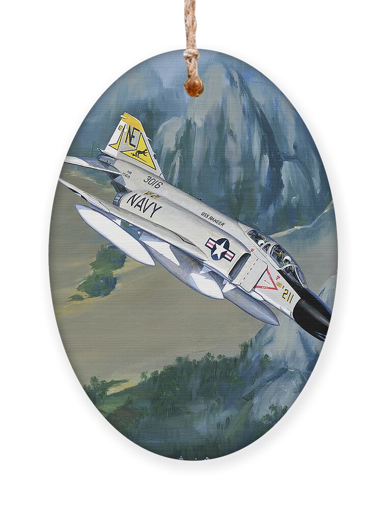 Aviation Ornament featuring the painting McDonnell Douglas F-4 Phantom II by Jack Fellows