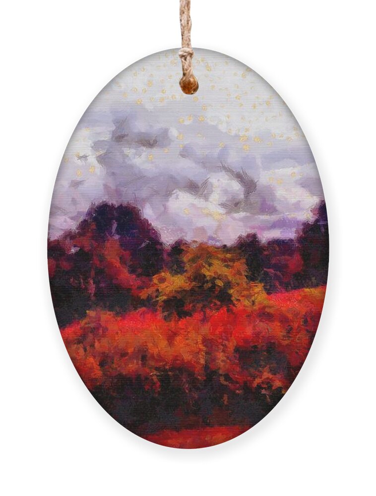Meadow Ornament featuring the mixed media Meadow at Dusk by Christopher Reed