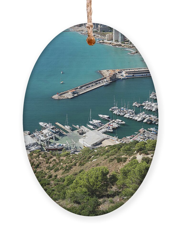 Mediterranean Ornament featuring the photograph Mediterranean coast and port in Calpe 2 by Adriana Mueller