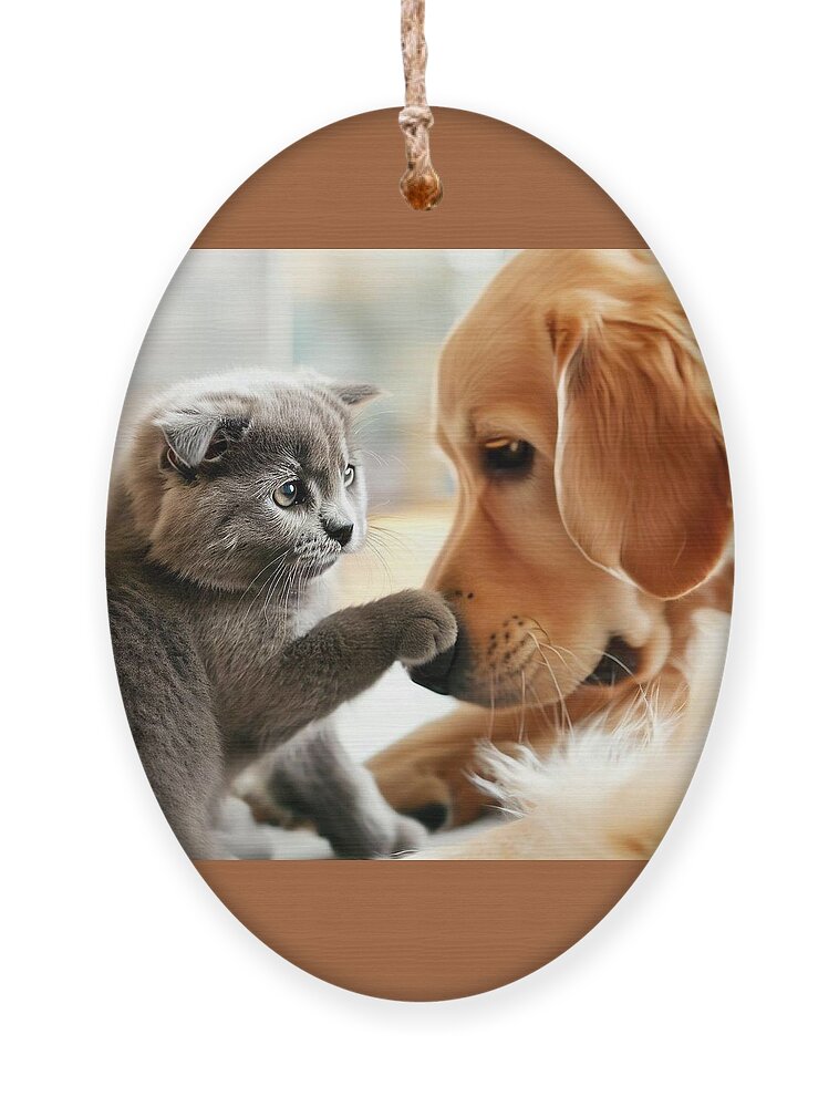 Kitten Ornament featuring the digital art Meet Cute 1 by Cats In Places