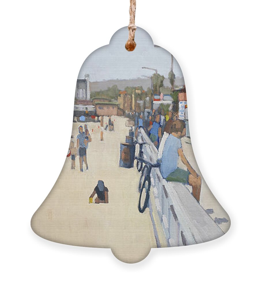 Pacific Beach Ornament featuring the painting Memorial Day - Pacific Beach, San Diego, California by Paul Strahm