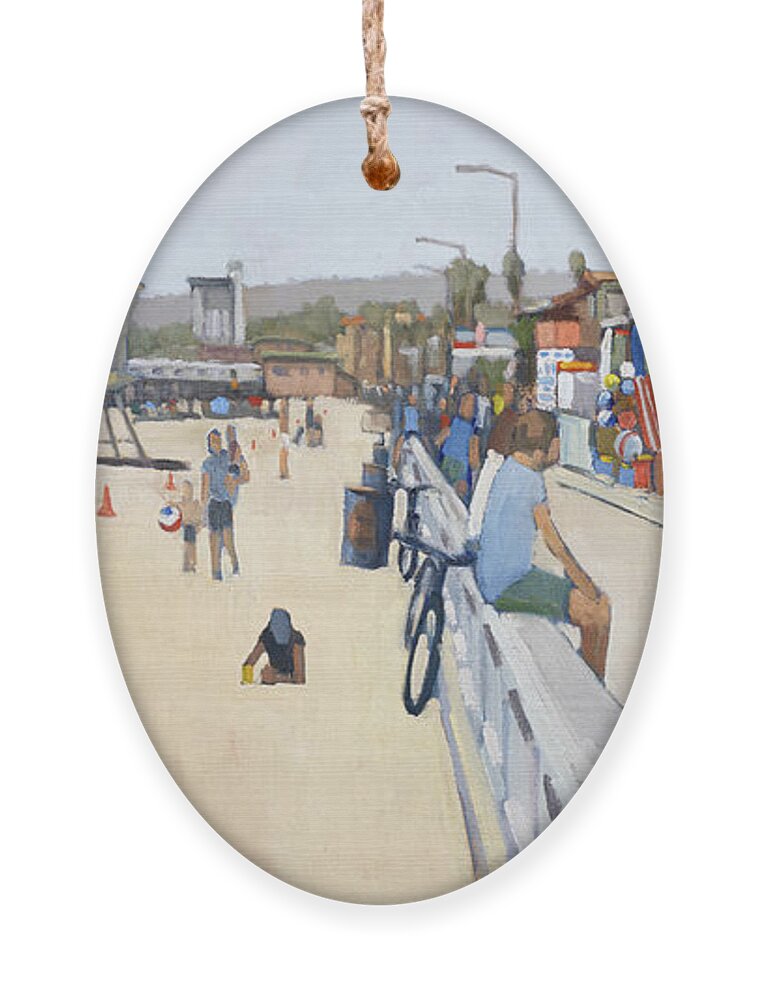 Pacific Beach Ornament featuring the painting Memorial Day - Pacific Beach, San Diego, California by Paul Strahm