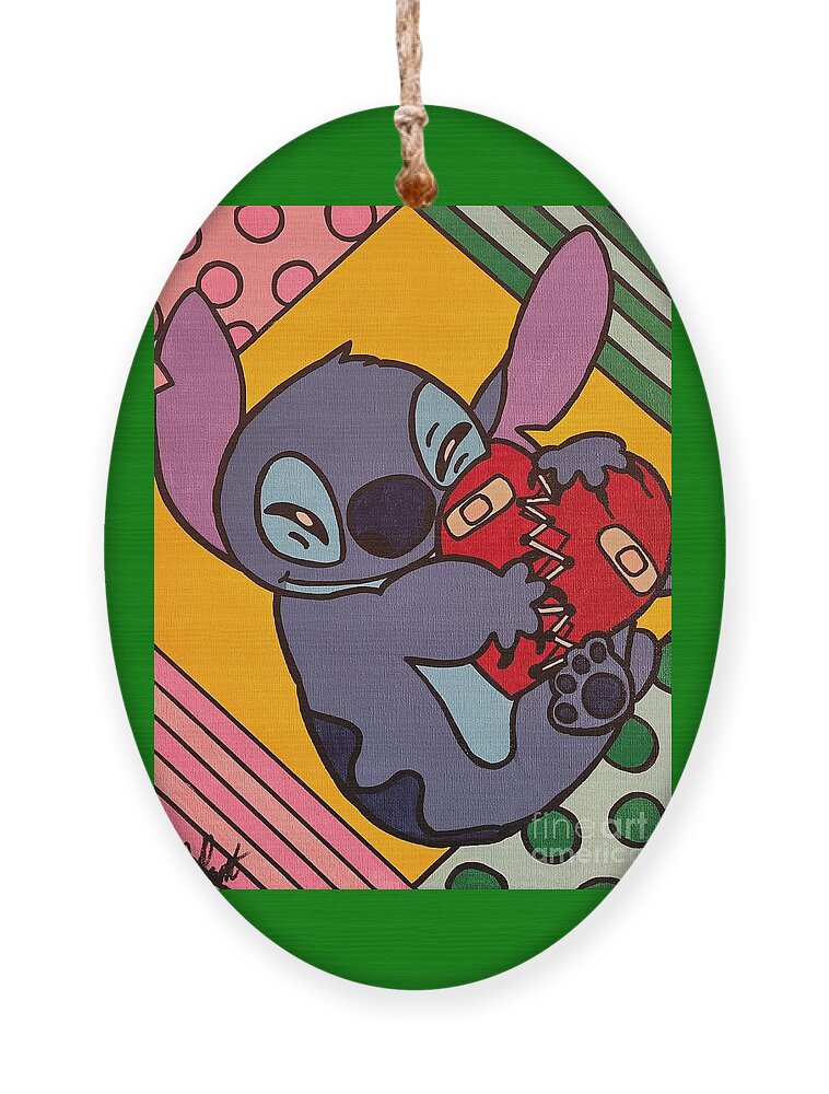 Lilo Ornament featuring the painting Mended Heart by Elena Pratt