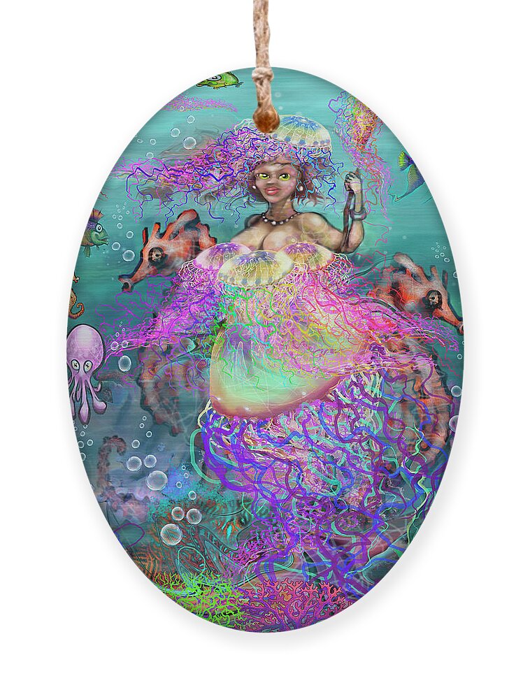 Mermaid Ornament featuring the digital art Mermaid Jellyfish Dress by Kevin Middleton