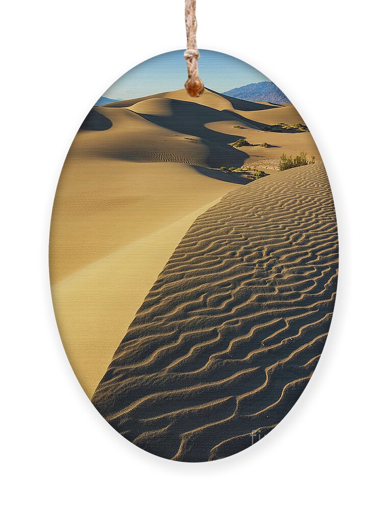 Mesquite Flats Ornament featuring the photograph Mesquite Flats sand dunes, Stovepipe Wells, Death Valley National Park, California, USA by Neale And Judith Clark
