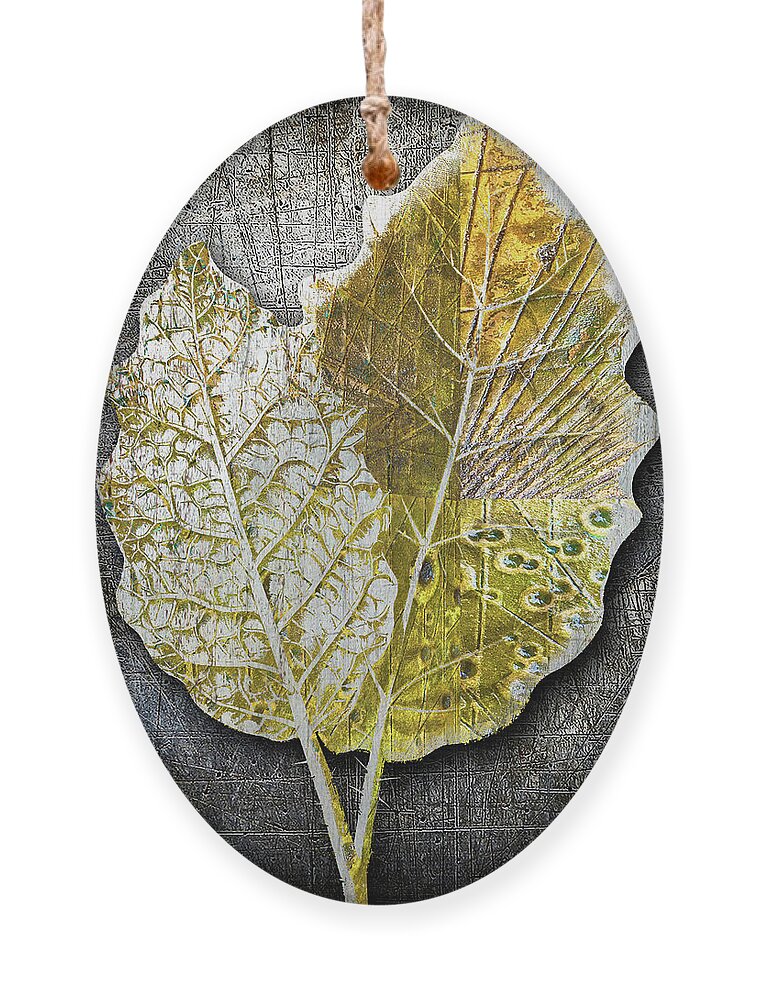 1800s Ornament featuring the painting Metal Metallic Gold Silver Leaves 1 by Tony Rubino
