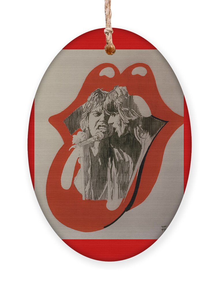 Mick Jagger Ornament featuring the drawing Mick Jagger And Keith Richards - Exiled by Sean Connolly