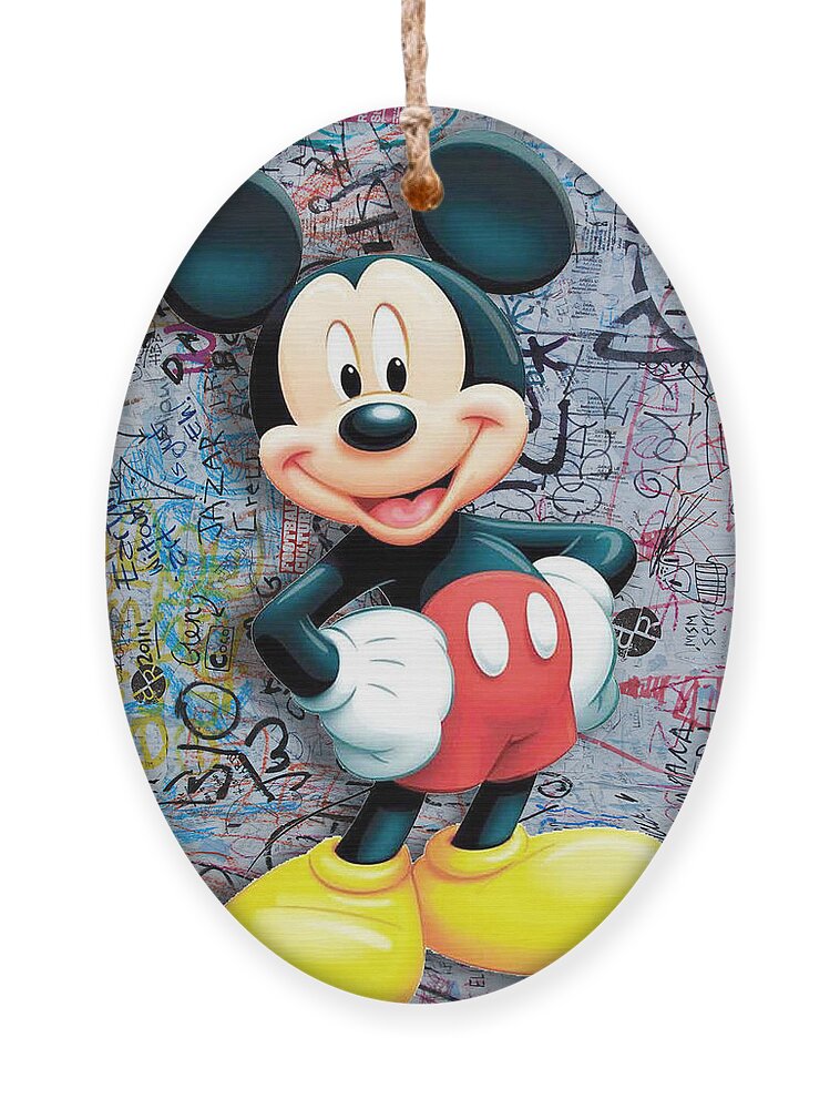 Mickey Mouse Ornament featuring the painting Mickey Mouse Pop Art Graffiti 8 by Tony Rubino