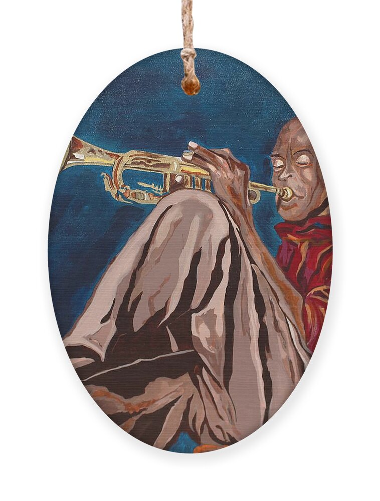  Ornament featuring the painting Miles Davis-Backstage by Bill Manson