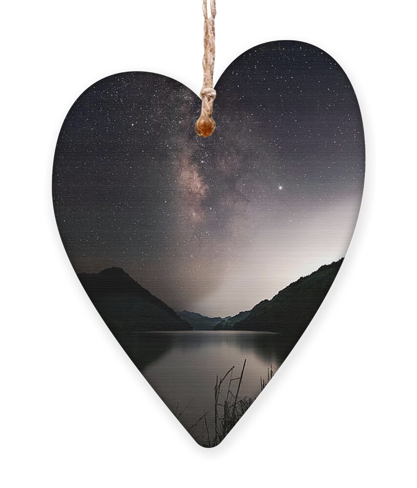 Milky Way Ornament featuring the photograph Milky Way over the Ou River near Longquan in China by William Dickman