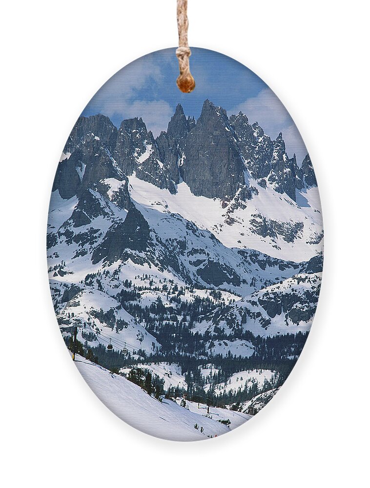 Minarets Ornament featuring the photograph Minarets, Mammoth Mountain Ski Area, Chairlift 18, Mammoth Lakes by Bonnie Colgan