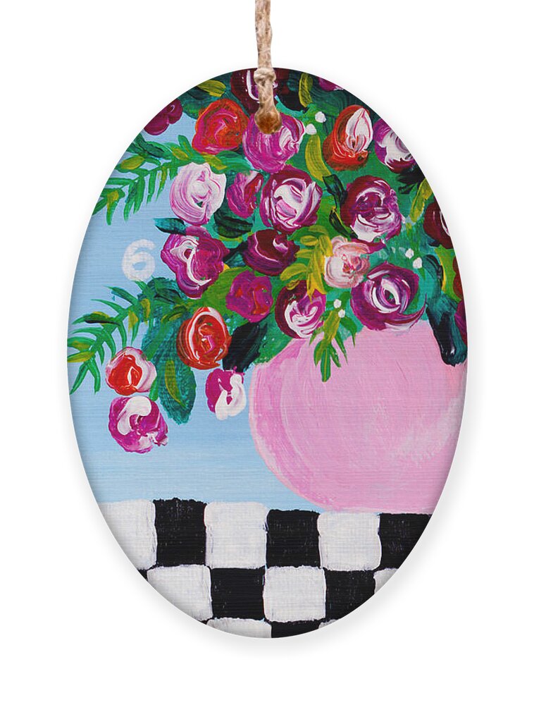 Floral Bouquet Ornament featuring the painting Mini Check 2 by Beth Ann Scott
