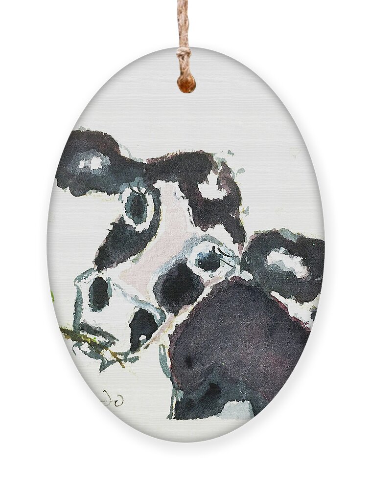 Cow Ornament featuring the painting Mini Cow 8 by Roxy Rich