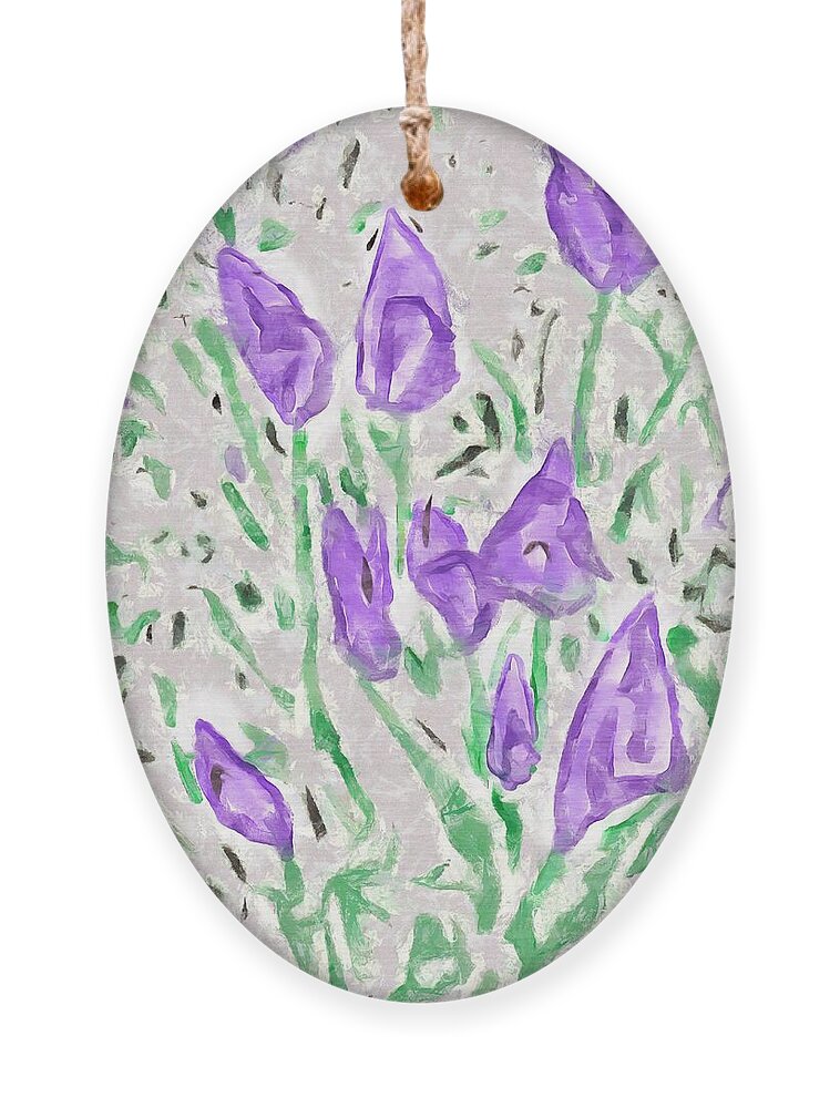 Tulips Ornament featuring the mixed media Minimalist Tulips by Christopher Reed