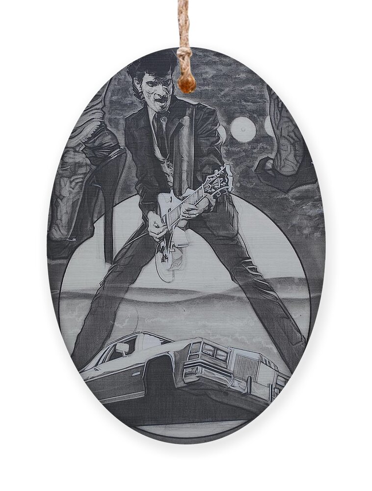 Charcoal Pencil Ornament featuring the drawing Mink DeVille by Sean Connolly