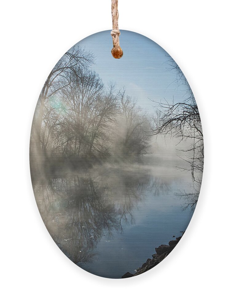 Ozarks Ornament featuring the photograph Misty James River Sunrise by Jennifer White