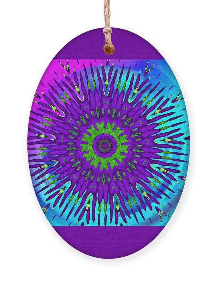 Abstract Ornament featuring the digital art Mod 60's - Rainbow Mandala by Ronald Mills