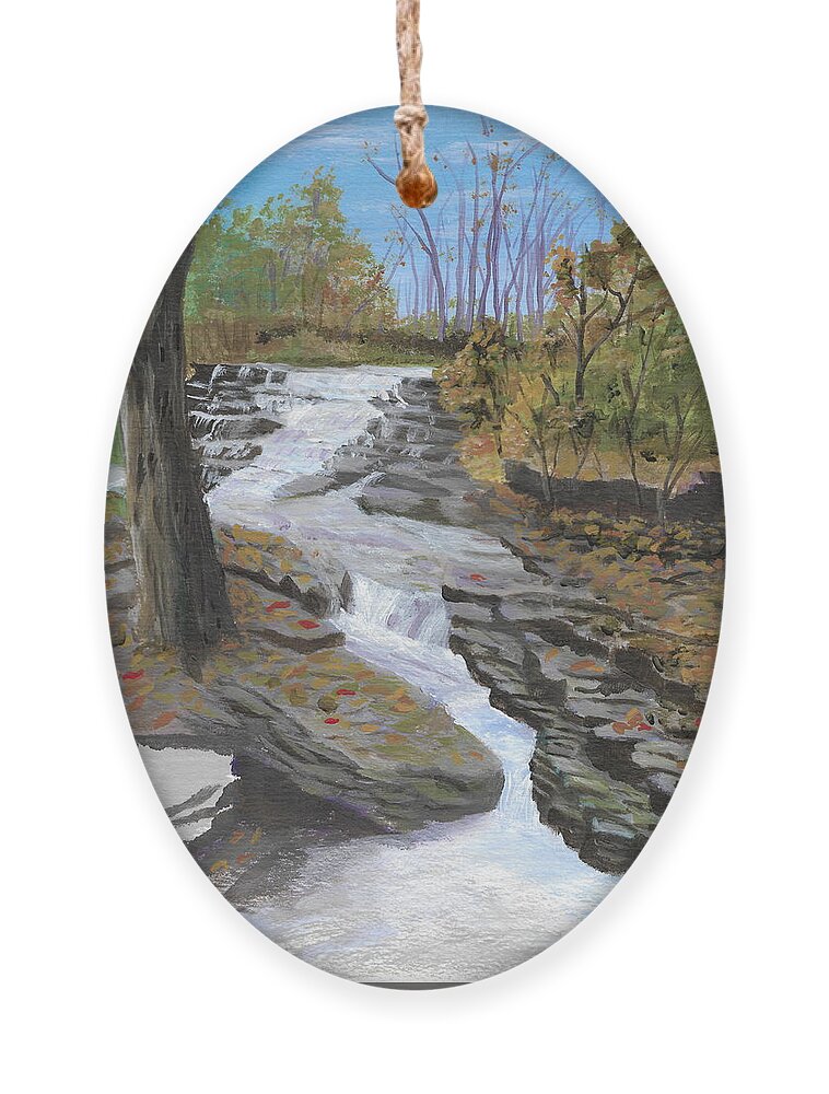 Mohawk Ornament featuring the painting Mohawk Cascade by David Bigelow