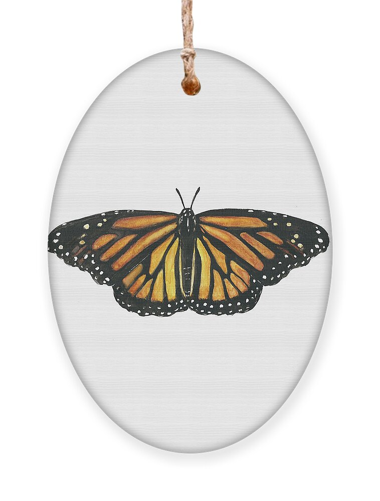 Monarch Ornament featuring the painting Monarch Butterfly by Pamela Schwartz