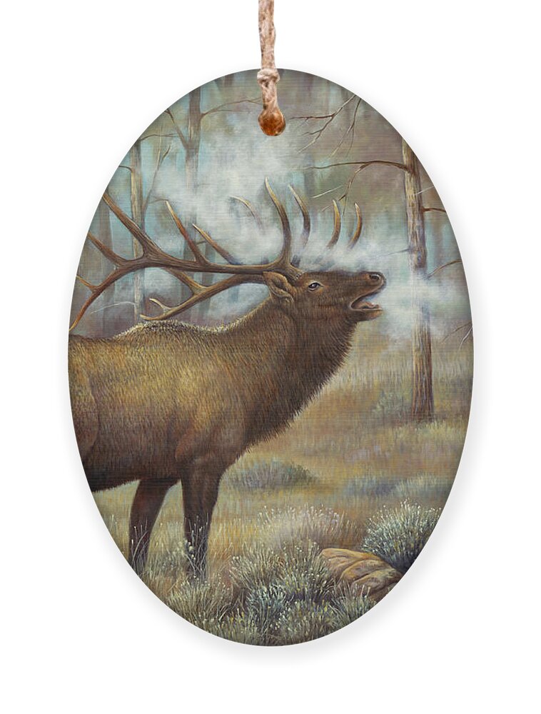 Elk Ornament featuring the painting Monarch by Ricardo Chavez-Mendez