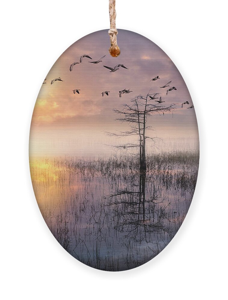 Birds Ornament featuring the photograph Moon Rise Flight by Debra and Dave Vanderlaan