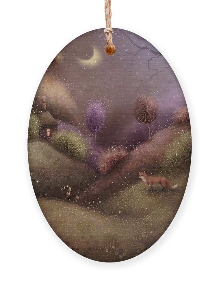 Fox Ornament featuring the painting Moonlight Encounter by Joe Gilronan