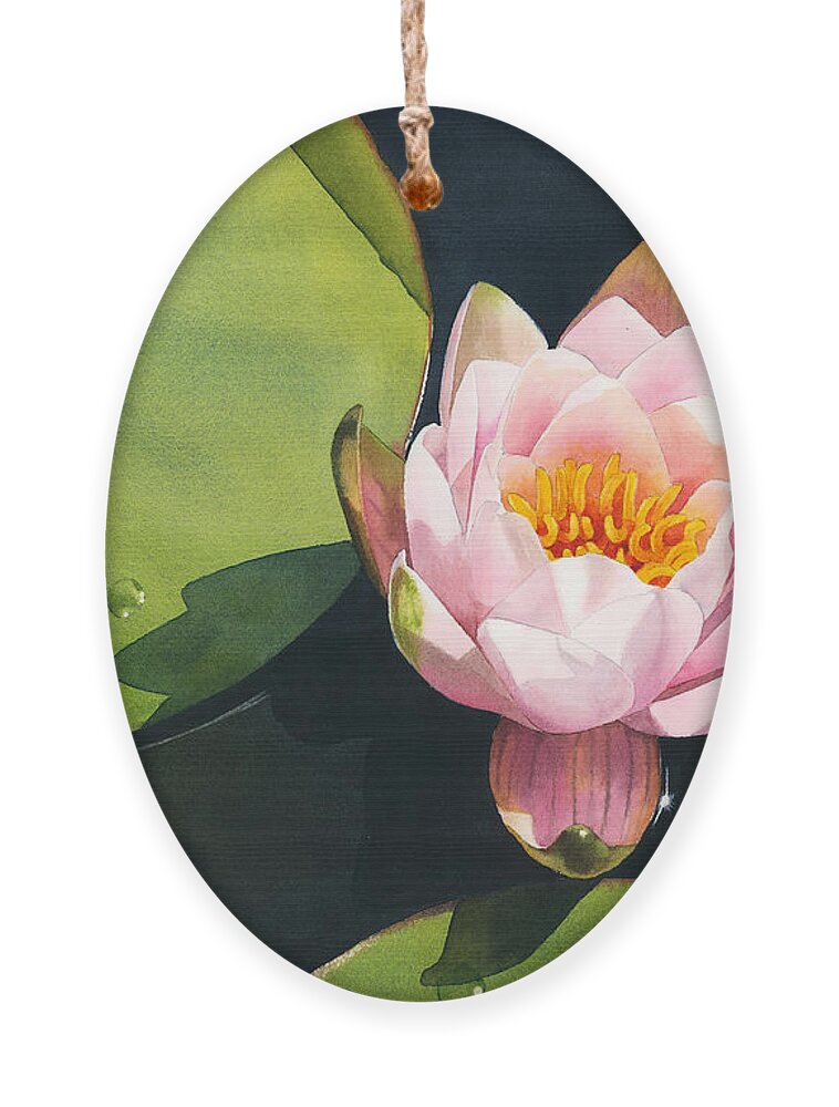 Water Lily Ornament featuring the painting Morning Bliss by Espero Art