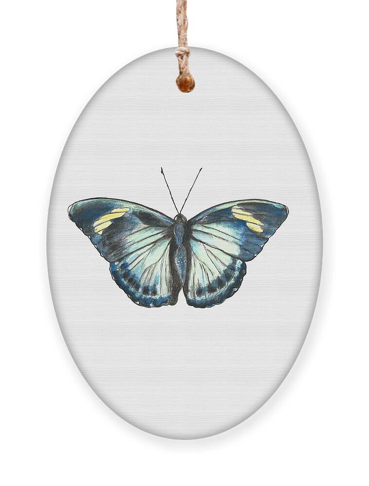 Butterfly Ornament featuring the painting Morpho Butterfly by Pamela Schwartz