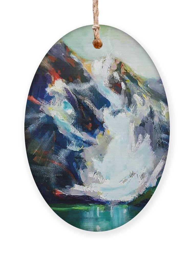 Canadian Art Ornament featuring the painting Morraine Lake by Marysue Ryan