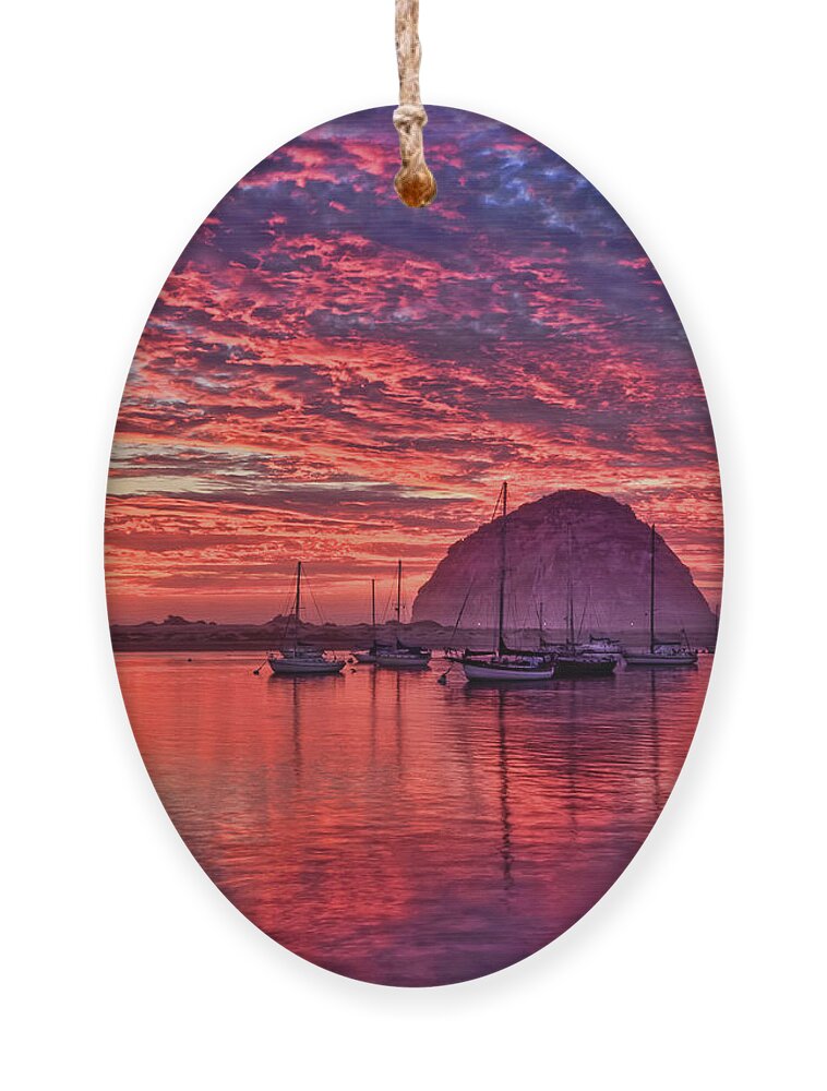 Beach Ornament featuring the photograph Morro Bay on Fire by Beth Sargent