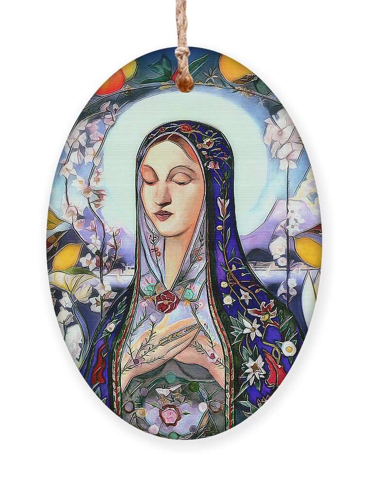The Virgin Mary Ornament featuring the digital art Mother Mary by Pennie McCracken