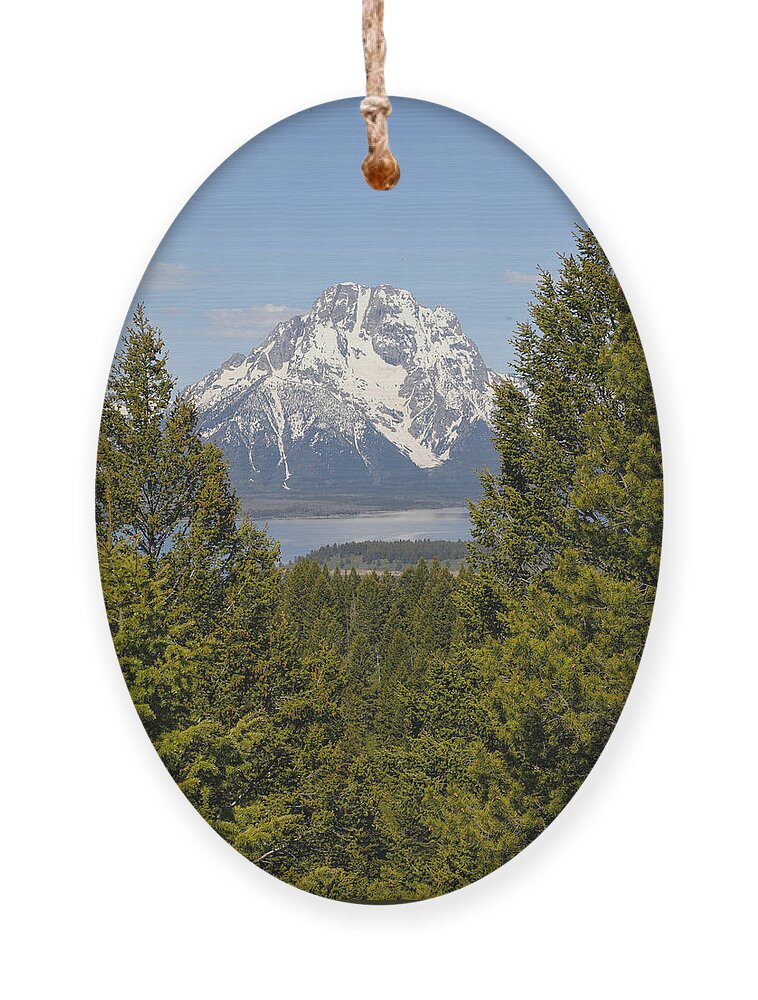 Mount Moran Framed Ornament featuring the photograph Mount Moran Framed by Dan Sproul