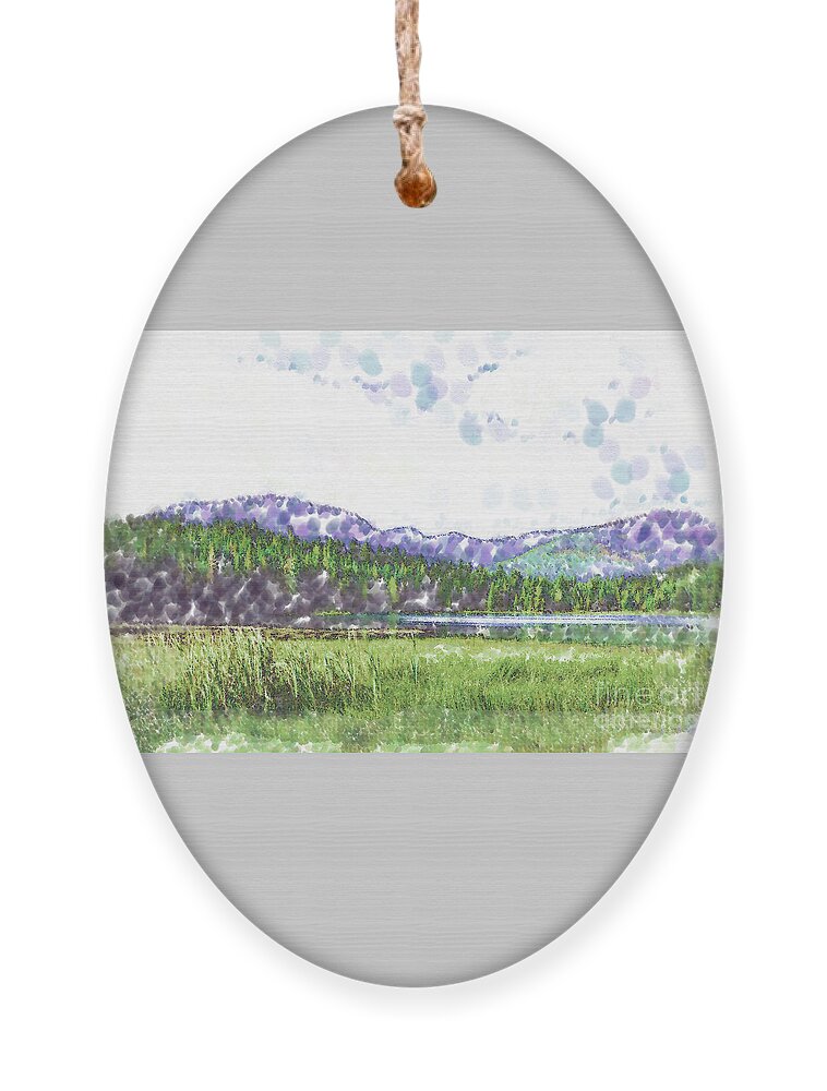 Meadow Ornament featuring the digital art Mountain Meadow Tranquility by Kirt Tisdale