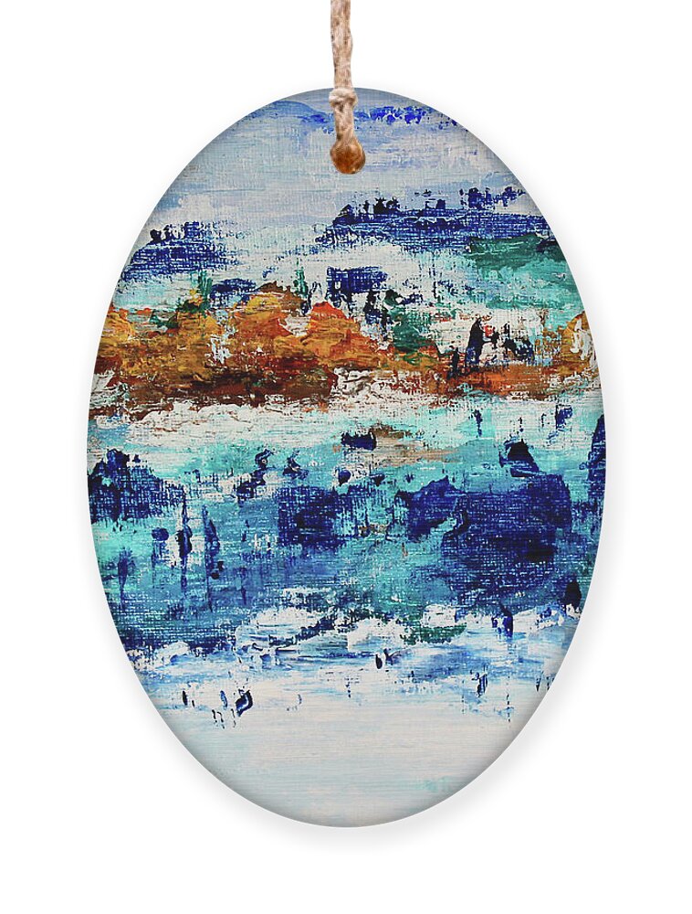 Mountains Ornament featuring the painting Mountain Retreat by Teresa Moerer