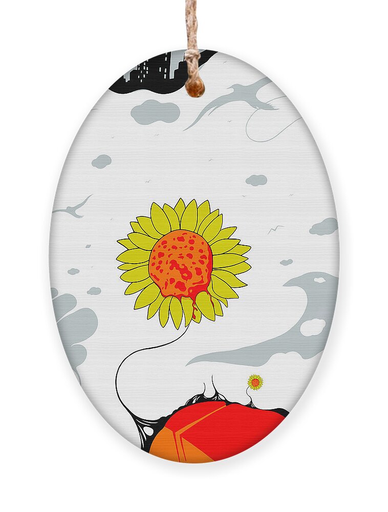 Sunflower Ornament featuring the drawing Mourning Peace by Craig Tilley