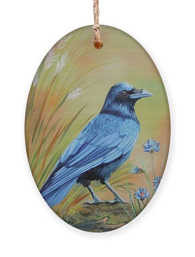 Crow Ornament featuring the painting Mr. Machismo by Connie Rish