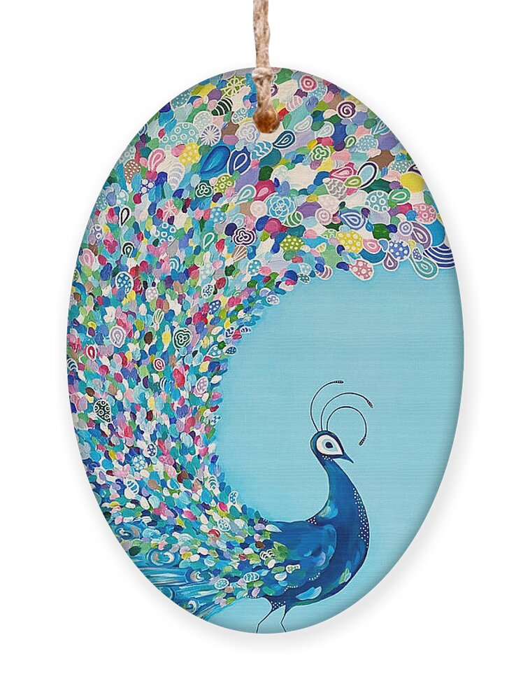 Blues Ornament featuring the painting Mr. Peacock by Beth Ann Scott